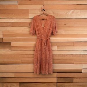 Pink dress with belt